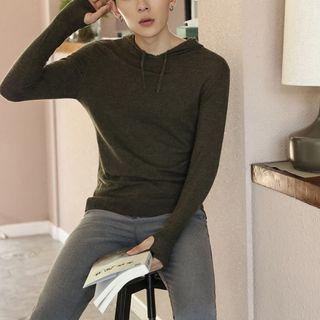 Plain Slim-fit Hooded Sweater