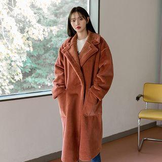 Wide-lapel Faux-fur Long Coat