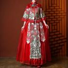 Embroidered Chinese Wedding Qipao / Headpiece / Set