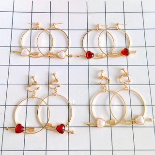 Arrow Through Heart Statement Earring