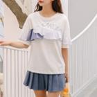 Short-sleeve Ruffle T-shirt / Mini A-line Skirt / Set