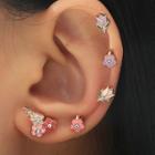 Set Of 5: Alloy Flower Earring (various Designs) 01 - Pink - One Size