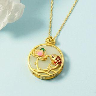 Carp Fish Faux Gemstone Pendant Alloy Necklace Gold - One Size
