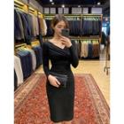 Knot-front Slim Silky T-shirt