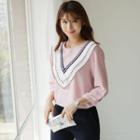 3/4-sleeve Pleated-detail Blouse