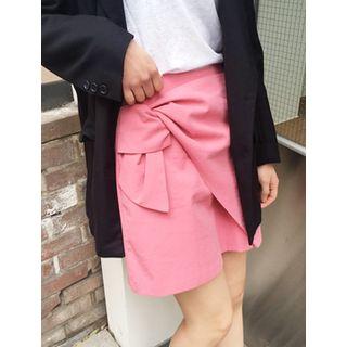 Banded-waist Knot-front Skirt