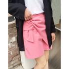 Banded-waist Knot-front Skirt