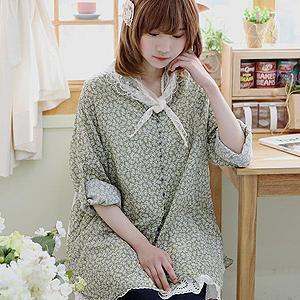 Half-placket Floral-pattern Dress