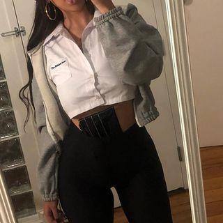 Lettering Crop Shirt