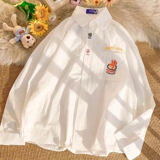 Cartoon Bear Embroidered Shirt