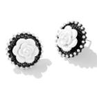 Flower Acrylic Alloy Earring 1 Pair - Black & White - One Size