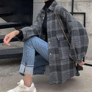 Plaid Flap-pocket Long-sleeve Shirt