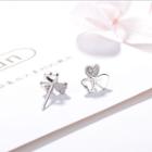 925 Sterling Silver Clover Earring 1 Pair - With Silver Earring Back - White - One Size