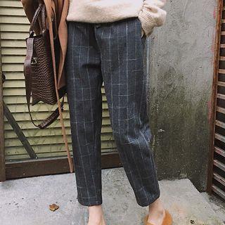Cropped Harem Plaid Pants