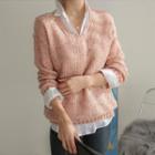 V-neck Waffle-knit M Lange Sweater