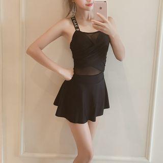 Lettering Strap Swim Dress