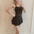 Lettering Strap Swim Dress