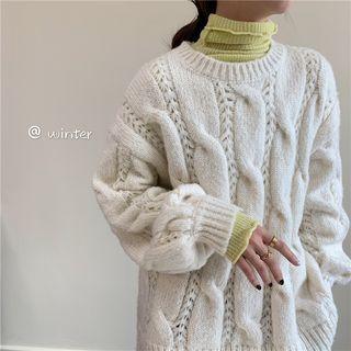 Cable-knit Sweater / Long-sleeve Turtle-neck Knit Top
