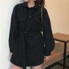 Loose-fit Buttoned Coatdress Black - One Size