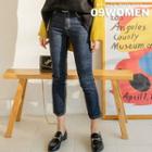 Plus Size Stitch-trim Straight-cut Jeans