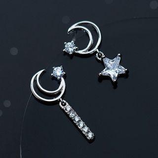 925 Sterling Silver Moon Non-matching Earring