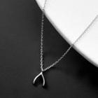 V Shape Pendant Sterling Silver Necklace Silver - One Size