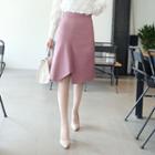 Asymmetric-hem Midi A-line Skirt