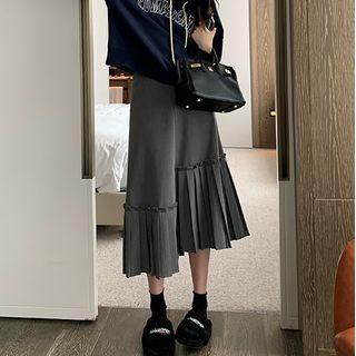 Asymmetrical Accordion Pleat Midi Skirt