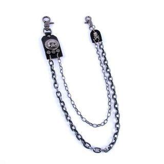 Skull Genuine Leather Alloy Jeans Chain Black - One Size