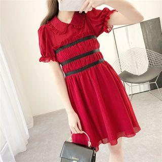 Ruffled-trim Chiffon Polo Dress