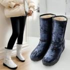 Iridescent Print Short Snow Boots