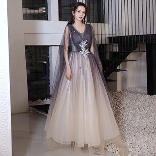 Sleeveless Sheer A-line Evening Gown