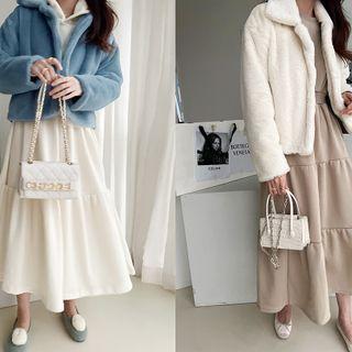 Buttoned Faux-fur Jacket