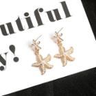 Faux Pearl Alloy Starfish Dangle Earring 1 Pair - As Shown In Figure - One Size