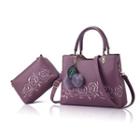 Faux-leather Embroidered Tote With Pouch