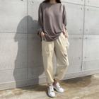 Cargo-pocket Cotton Jogger Pants Light Beige - One Size