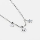 Smiley Face Pendent Necklace Silver - One Size