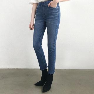Band-waist Fleece-lined Slim-fit Jeans
