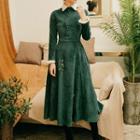 Corduroy Long-sleeve Midi Skirt