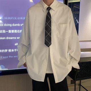 Set: Pocket Detail Shirt + Plaid Tie
