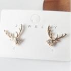 Sterling Silver Deer Stud Earring 1 Pair - Silver - One Size