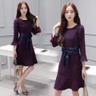 Patterned 3/4-sleeve A-line Dress