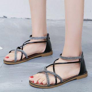 Lettering Strappy Sandals