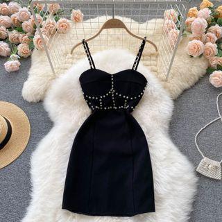Rhinestone Spaghetti-strap Dress