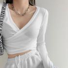 Long-sleeve Wrapped Cropped T-shirt