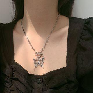 Butterfly Pendant Necklace Sliver - One Size
