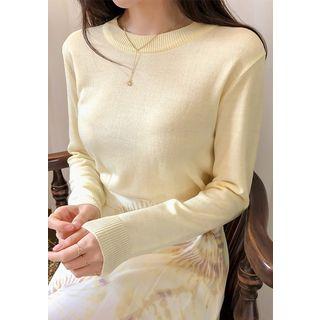 Crewneck Plain Lightweight Knit Top In 6 Colors