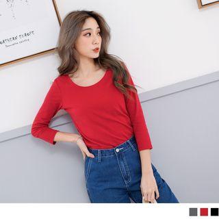 3/4 Sleeve Round/v-neck T-shirt