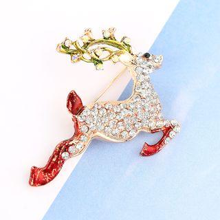 Rhinestone Christmas Deer Brooch 1 Pc - As Shown In Figure - One Size