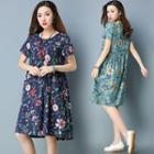 Short-sleeve Floral Print Dress